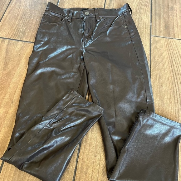 Veronica Beard Faux Leather Pants Women Brown Debbie High Rise Skinny 27/4 - Picture 7 of 7